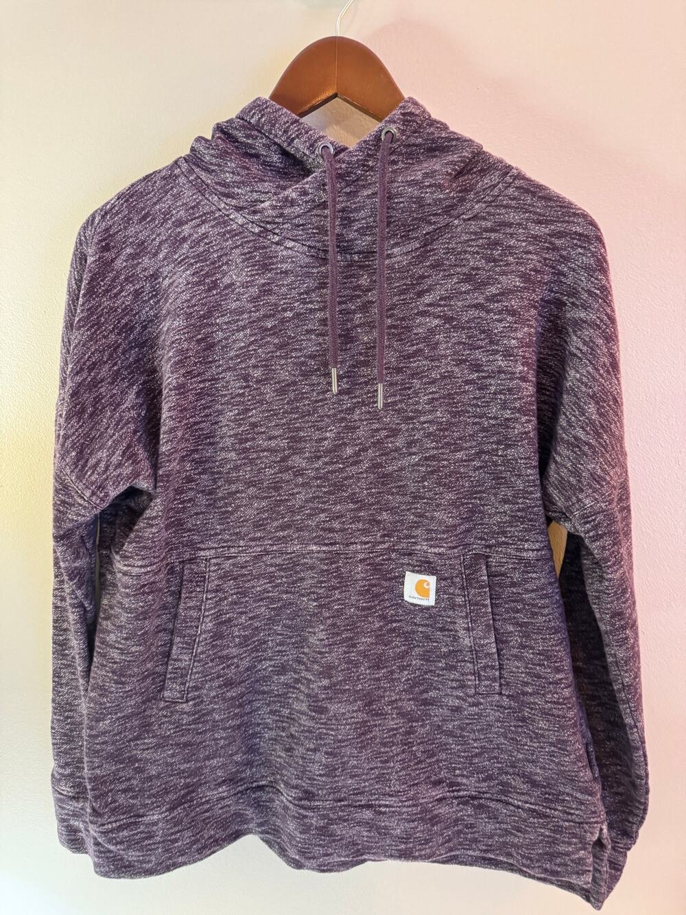 Carhartt Women’s Small Relaxed Fit Marled Purple Cowl Neck Hoodie Pullover